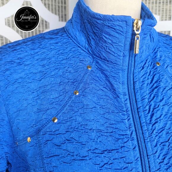 Draper's & Damon's Blue Crinkle 2-Piece Top and Jacket Set Size PM - Picture 5 of 15